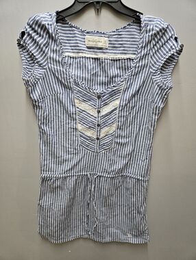 Abercrombie & Fitch Pinstripe Drop Waist Mini Dress Womens XS Teens Blue White